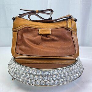 Sunnie 🤎 Cole Haan Two-Tone Leather Shoulder Bag | Cognac Camel Hobo